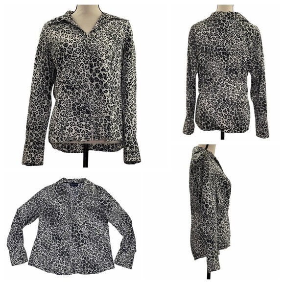 JONES New York Black White Leopard Print Jacket L - Picture 13 of 14